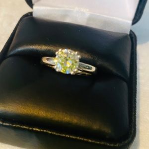 14k moissanite ring white gold 1ct